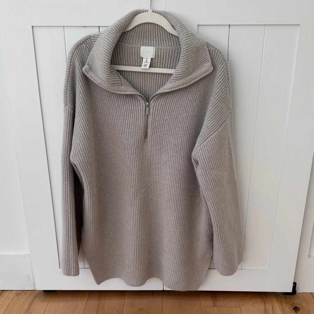 H&M Ribbed Knit Sweater in Cream